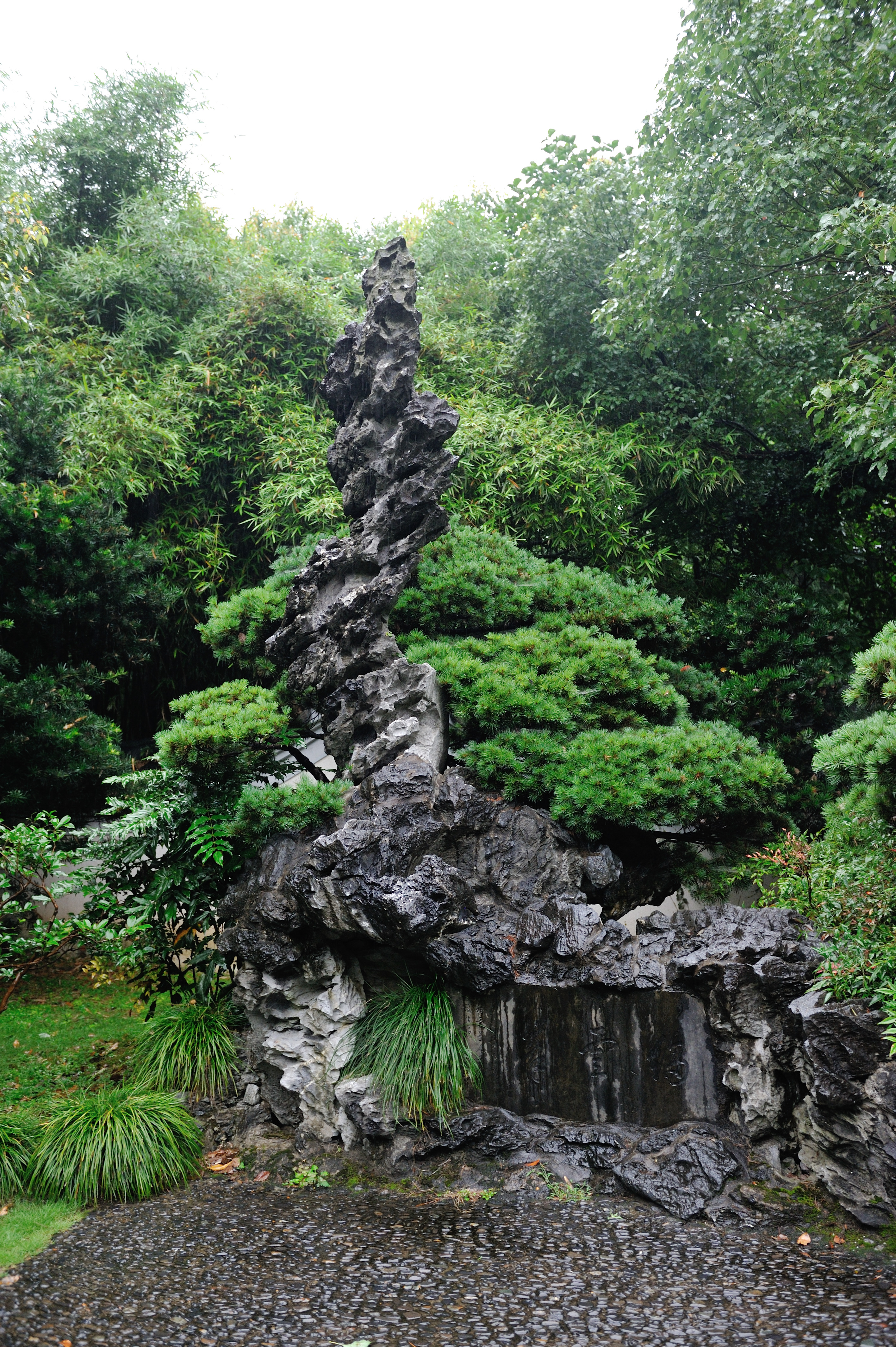 绉云峰——江南三大名石之一（杭州竹素园），以'皱'绝